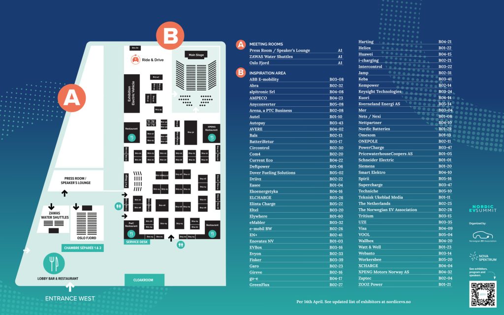 Hall map for the Summit Nordic EV Summit